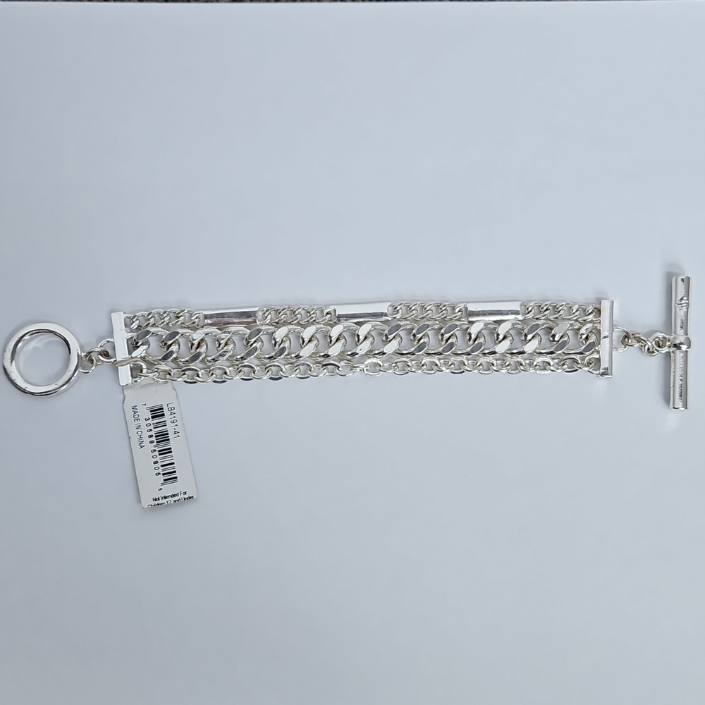 Lauren Ralph Lauren Silver Tone Three Chain Toggle Bracelet w/ Tags